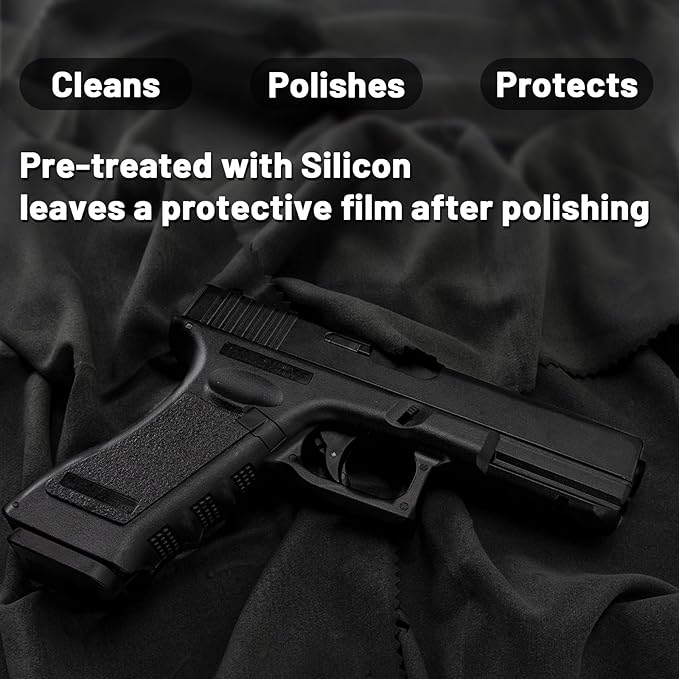 PINGMIC 12 ''×12 '' Silicon Gun Cloth and Gun Cleaning Cloths, for Firearm Cleaning and Polishing - Lint-Free Gray Cloth