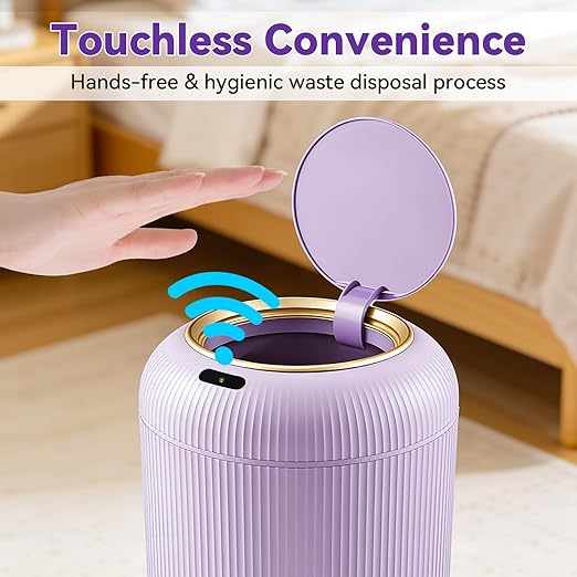 Procade Bathroom Trash Can Automatic Touchless,3 Gallon Motion Sensor Trashcan Soft Close Lid,Smart Garbage Can with Removable Leg,Purple Waste Basket Plastic Trash Can for Kitchen,Bathroom,rv,Office