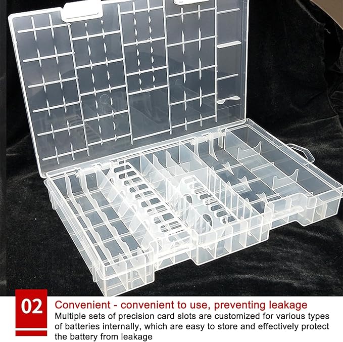 Fielect AAA/AA/C/D Battery Storage Case Holder Organizer Box Transparent