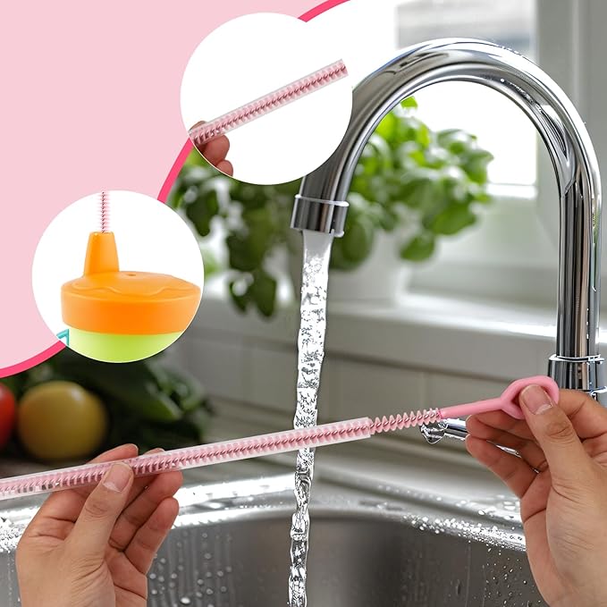 4pcs Straw Cleaner Brushes Compatible with Stanley, 31.5cm/12.4in Extra Long Full Bristle Coverage Reusable Straw Cleaning Brushes Cleaning Accessories (Macaron Pink, 3 Sizes)