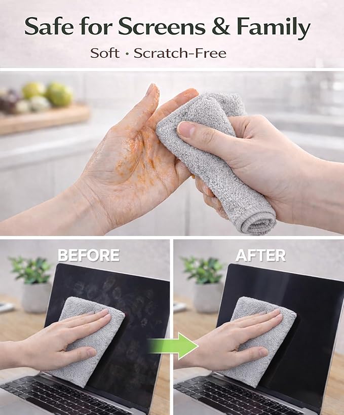 Microfiber Cleaning Cloth Roll - 100 Pack Tear Away Microfiber Paper Towels, Reusable, Washable, Scratch-Free, Kitchen Towels for Car, Home, Kitchen, Glass, Dishes (Light Grey)