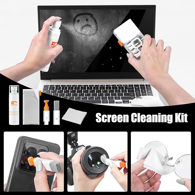 walrfid Laptop Keyboard Cleaner Kit, 15-in-1 Computer Screen Cleaning Brush Tool for iPhone Phone iPad MacBook, Electronic Device Clean Spray for Camera Lens PC TV Tablet, 82ml Screen Cleaner