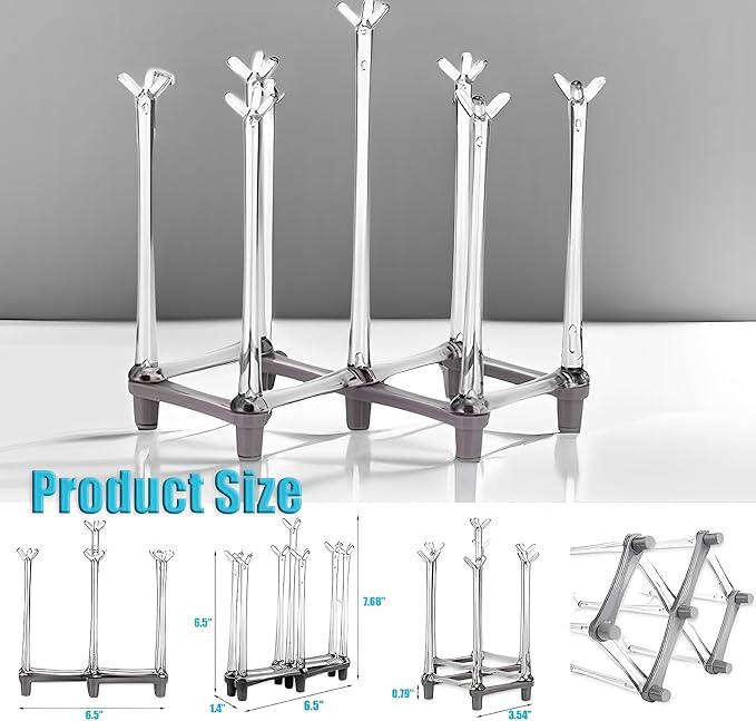 Yesland 2 Pack Retractable Cup Drying Rack, Plastic Non-slip Bottom Mug Tree Holder Organizer Rack Stand for Drinking Glass and Sports Bottle Drainer for Kitchen