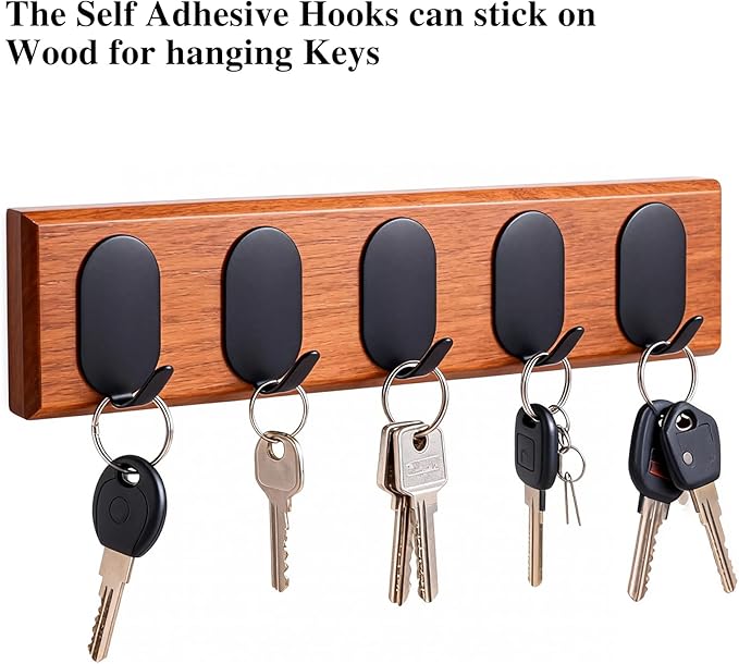 Sticky Adhesive Hooks for Hanging, Key Hooks, Stainless Steel Wall Hooks, Command Hooks, Coat Hooks, Door Hooks, Towel Hanger, Metal Hook, Utility Hooks,Picture Hanger, Storage Hooks, 10Pcs (Black)