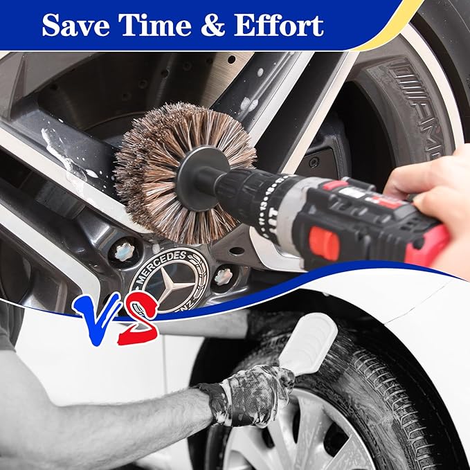 DkOvn Horse Hair Brush for Drill, for Leather, Car Interior, Car Wheel, Upholstery, Furniture, Carpet