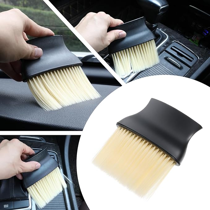 4 Pcs Car Interior Cleaning Brush Automotive Interior Dusting Brush Soft Bristle Detailing Brushes Car Vent Cleaner for Dashboard, Vents, Leather & Keyboards (Yellow)