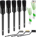 10pcs Detailing Brush Set, Multi-Purpose Car Detailing Brushes for Cleaning Car Interior, Exterior, Engine, Leather, Including 5 car Cleaning Brush, 3 Wire Brush, 2 Air Vent Brush,Black