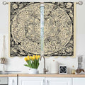 Planets Kitchen Curtains Old Astrology Ink Drawing Short Tier Curtains for Bathroom Cafe Small Window Drapes Treatment 2 Panels (27.5x39 Inch)