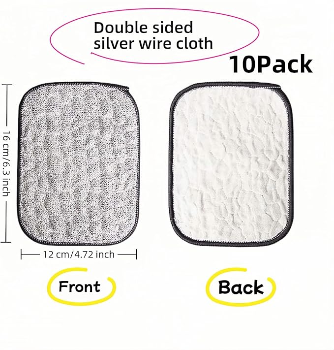 10Pack Scrubber Sponge for Dishes, Pans & Grease - Dual-Side Non-Scratch, Super Absorbent, Heat Resistant - Strong Cleaning Power for Kitchen, Glass, Stove (Color Random)