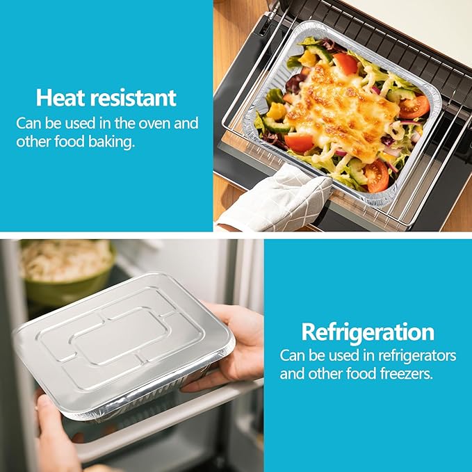 9x13 Thickened Aluminum Foil Pans, 30Pack Extra Deep Disposable Aluminum Pans for Roasting, Baking, Cooking, Food Prep, Chafing, Steam Table, Oven, Cake, and Party Catering.
