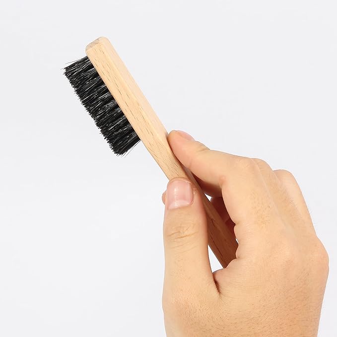 2-Piece Laundry Stain Brush, Laundry Brush for Scrubbing Out Tough Stains on Cloths and Fabrics, Natural Bristles Stain Remover Brush for Safe and Effective Stain and Odor Elimination