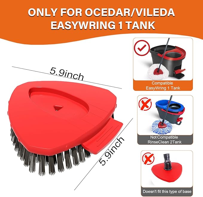 2 Pack Upgraded Spin Mop Replace Scrub Brush Compatible with O Cedar EasyWring 1 Tank, Great for Kitchen, Deck, Bathroom and Shower Floor Scrubber Head