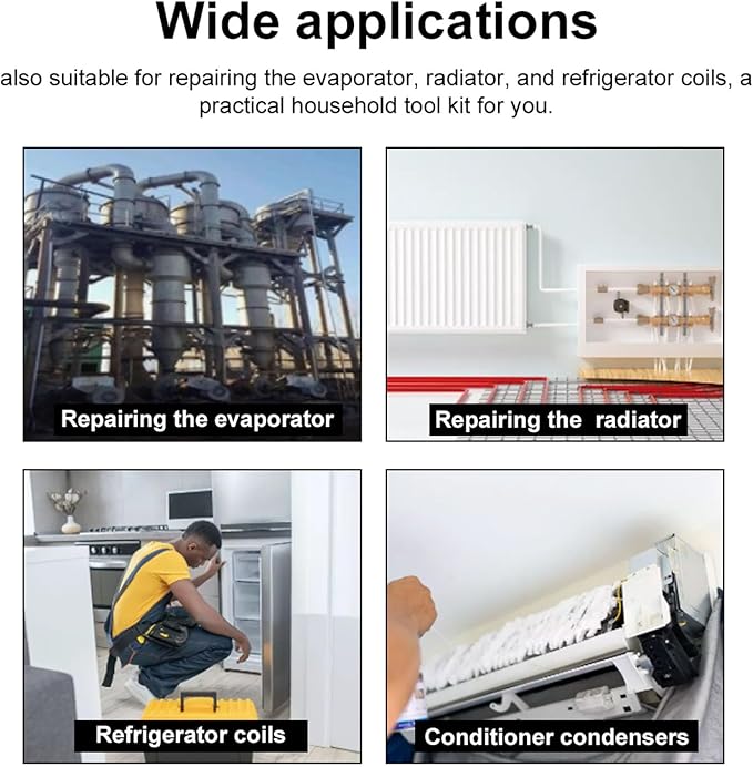 Air Conditioner Condenser Fin Comb and Cleaning Brush Set, Stainless Steel Fin Repair Tool for Evaporator Coils, Radiators, Computer Heatsinks (Fin Comb)