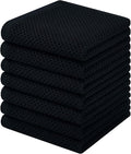 Homaxy 100% Cotton Waffle Weave Kitchen Dish Cloths, 7-Pack Ultra Soft Absorbent Dish Towels, Quick Drying Dish Rags, 12 x 12 Inches, Black