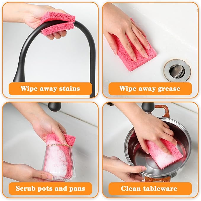15Pcs Cellulose Sponges, Compressed Kitchen Sponges - 5 Colors Multipurpose Cleaning Sponge for Kitchen Bathroom Cars