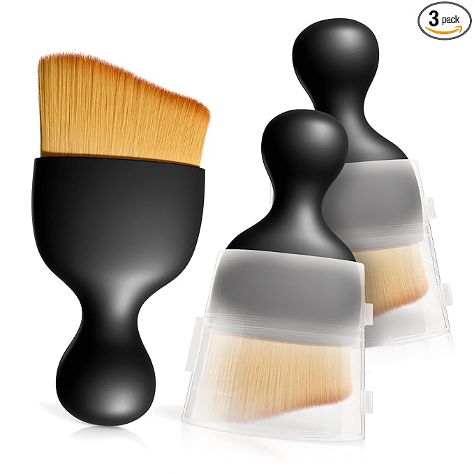 3 Pcs Car Detailing Brush Set – Curved Radian Design Car Cleaning Brush Interior Kit with Soft Bristles, Transparent Case, Sturdy Plastic Handle, Waterproof Auto Detailing Brushes for Versatile Use