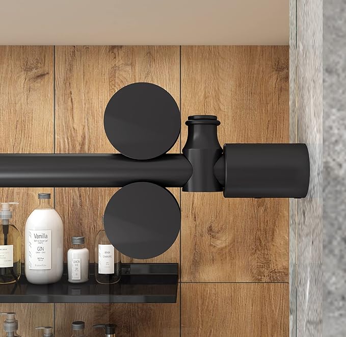DIYHD 6.6FT Frameless Sliding Glass Shower Door Track Kit Black Barn Shower Door Hardware
