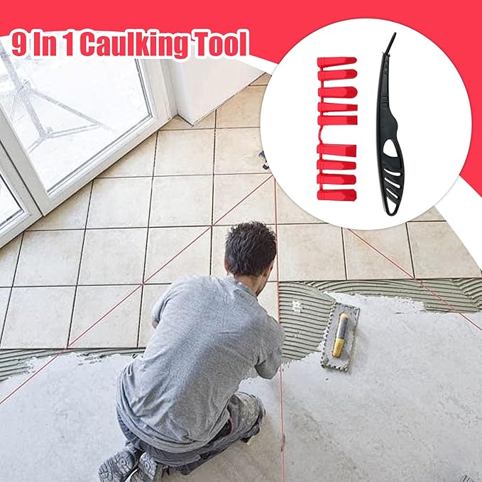 Caulk Scraper Remover Tool | 9 in 1 Ergonomic Paint Sealant Spatula | Caulk Remover Scraper | for Bathroom Kitchen Shower Sink Joint Tile Floor