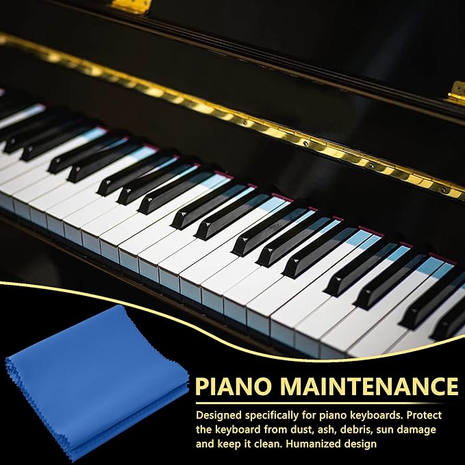88 Keys Piano Keyboard Blue Dust Cover - For Upright Grand Piano, Digital Piano and Electronic Keyboard - Protective Key Cover Cloth (2 Packs)