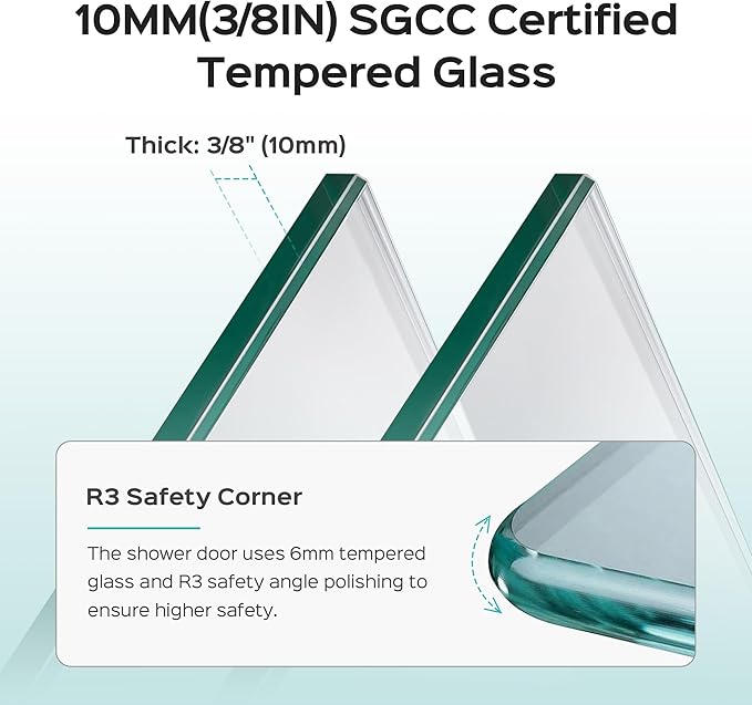 56''-60''W x 76''H Frameless Double Sliding Shower Door, 3/8'' (10mm) Thick SGCC Tempered Glass, Reversible Installation, Easy Clean Design, Chrome