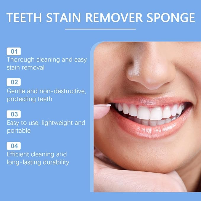 4 Pcs Sponge Teeth Cleaner for Baby, Kids, Adults, Gentle Stain Remover for Teeth Soft Rubber Sponge Eraser Safe Dental Cleaning Tool for Daily Oral Care