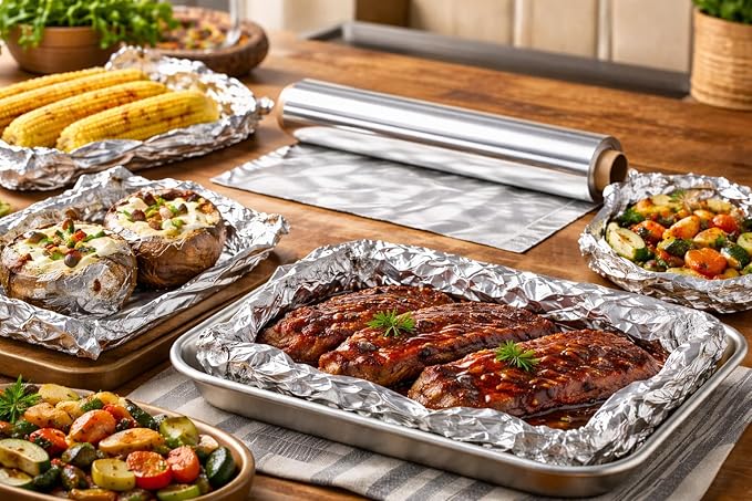 Heavy Duty Aluminum Foil Roll, 24 Inch Extra Wide, 475 Feet Length, Commercial Grade, for Catering, Grilling, Baking, Cooking, BBQ