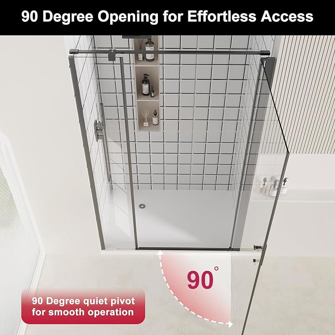 Bathbliss Framed Pivot Shower Door, Glass Shower Door in Matte Black, 46.5" to 48" W x 72" H, 5/16" Tempered Glass, Reversible Installation, Easy Setup