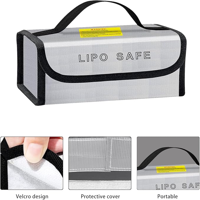 Lipo Battery Safe Bag Large Capatity Fireproof Bag for Ebike Lipo Battery Other Batteries Storage Charging Transport Home Office Travel Safe Storage Pouch