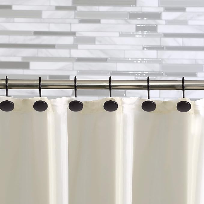 BINO | Shower Curtain Hooks - Matte Black- Set of 12 | Hooks Shower Curtain | Shower Curtain Rings Hooks | Rust Proof Shower Curtain Hooks | Bathroom Shower Hooks for Curtain | Bathroom Essentials