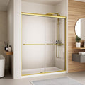 Shower Door,56-60" W x 70" H Semi-Frameless Double Sliding Glass Shower Door with 1/4'' (6mm) Clear SGCC Tempered Glass,Bypass Shower Enclosure,Brush Gold
