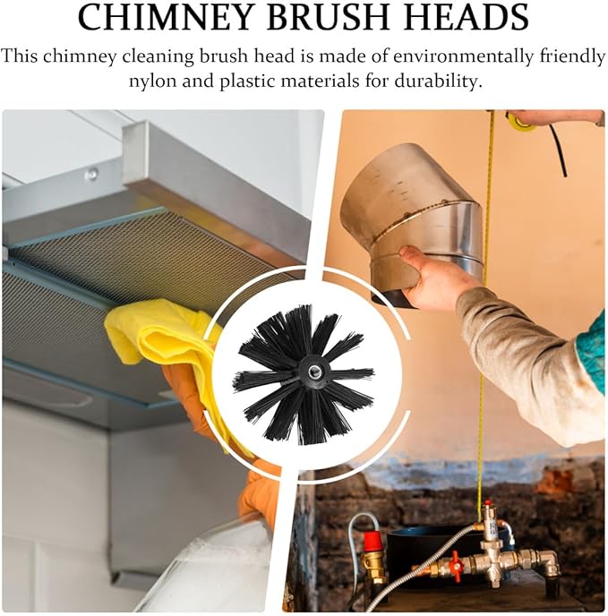 Chimney Brush Head Replacement Dryer Vent Pipe Cleaning Brush Compatible with Electric Drill for Home Vent and Duct Maintenance 3.93X3.93X2.16In