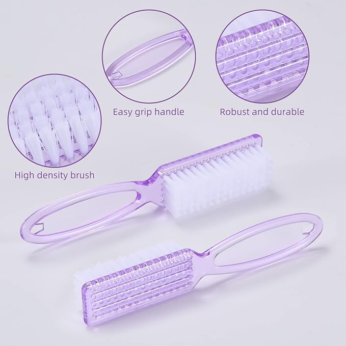 Yebeauty Nail Brush Fingernail Cleaner, 4 Pack Hand Scrub Cleaning Brush Plastic Hand Finger Toes Scrubbing Brush, Pedicure Nail Scrubber,Clear Purple