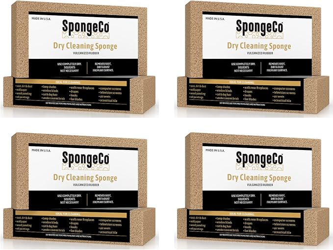 Dry Cleaning Soot Eraser Sponge - Pet Hair, Smoke, Soot, Dust and Dirt Remover 3x6x1.5 4 Pack