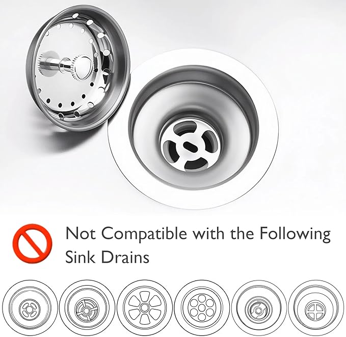 Kingrol 4 Pack Kitchen Sink Strainers with Rubber Stoppers - Stainless Steel Drain Basket Replacement, Fits 3.5 Inch Standard Sink Drain, Prevents Clogs, Easy Clean, Rust Resistant