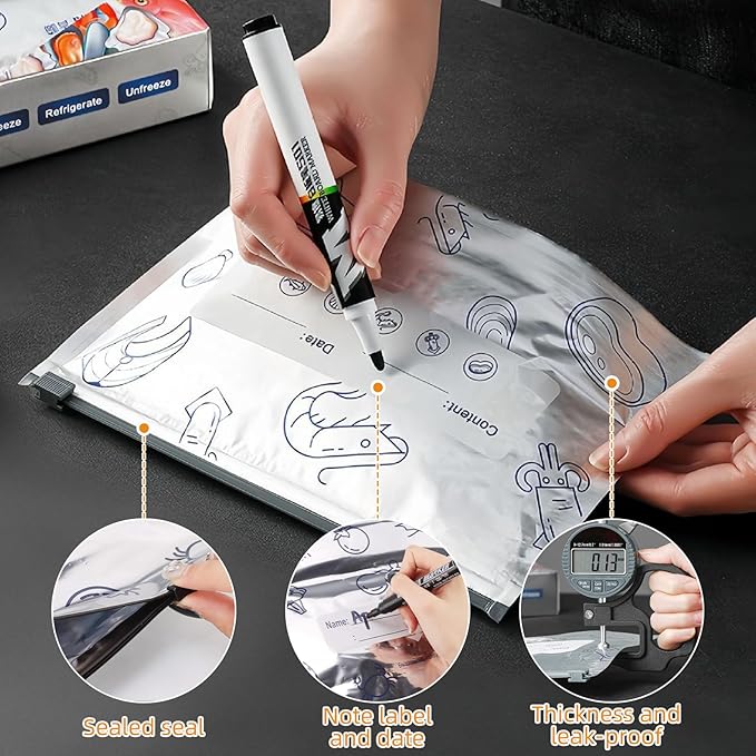 30PCS Reusable Aluminum Foil Sealable Storage Bags Reusable Aluminum Foil Freezer Bags For Snacks Spices Meat Vegetables Dried Foods (10*S+10*M+10*L)