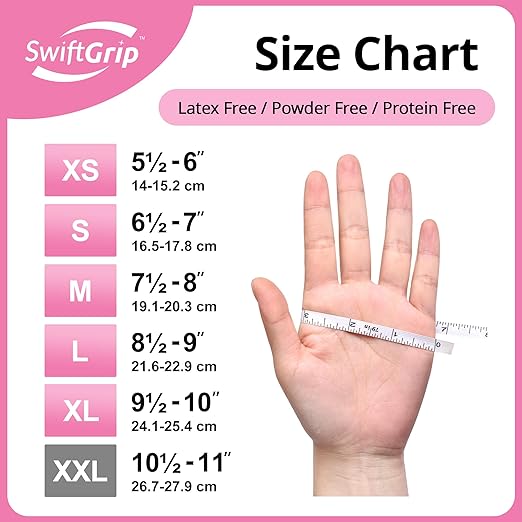 Nitrile Disposable Gloves - Medical Exam Gloves, Latex-Free, Pink, Powder-Free, 50-ct Box (XL)