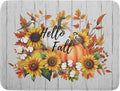 Hello Fall Sunflowers Dish Drying Mat for Kitchen Counter,Autumn Pumpkin Maple Leaves Drying Mat 18 x 24 Inch with High Absorbent Microfiber Dish Drying Drainer Mat for Coffee Bar
