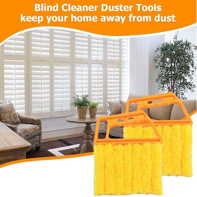 3PCS Blind Cleaner Duster Tool, 7 Fingers Microfiber Handheld Shutter Cleaning Brush for Car Air Conditioner, Detachable Auto Air Vent Dusting Cleaner, Universal for Most Vehicles (Blue)