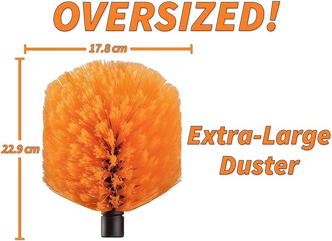 Cobweb Duster Head Brush // Spider Web Brush for Outdoor & Indoor Web Cleaning // Twist-On Corner Duster Fits Standard Acme Threaded Extension Poles // Best Cobweb Brush Head (Pole Sold Separately)