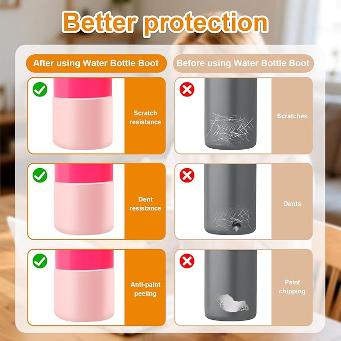 ( 2pcs)Silicone Water Bottle Boot and Bottle Drying Rack Compatible with Owala 32oz,Bottom Bumper Protector/Anti-Slip/Prevent scratches/Drying Rack Saves Space/Compatible with FreeSip Bottles,Pink