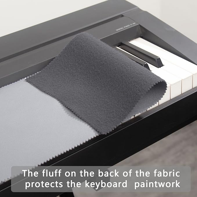 Piano Keyboard Anti-Dust Cover High Technology Fabric Key Cover Cloth Fit For Upright Piano, Electric Piano & Grand piano (Dark blue) (Gray)