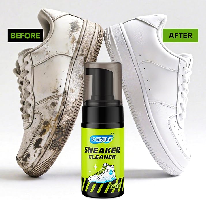 X-SMILE Sneaker Cleaning Kit, Foam Cleaner for White Shoes, PU & Synthetic, Canvas, Mesh & Rubber, Brush, Towel & Wipe 100ml