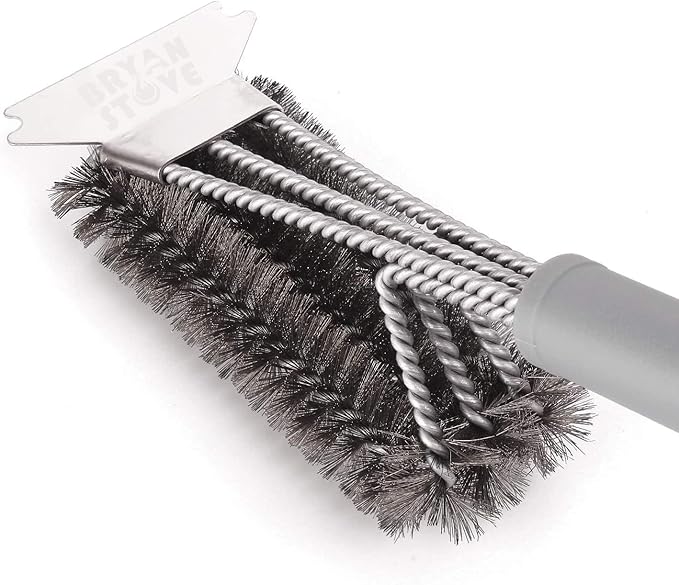 Grill Brush and Scraper-Best BBQ Brush for Grill Outdoor, Safe 18" Stainless Steel w/Wire 3 in 1 Bristles Grill Cleaning Brush - Gifts for Grilling Enthusiasts & Men Dad