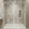 56-60" W x 75" H Frameless Shower Door, Sliding Shower Glass Door with 5/16"(8mm) Tempered Glass, Shower Doors for Walk in Shower with Explosion-Proof Film, Easy to Clean, Bruhed Nickel