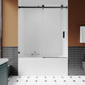 3/8" (10mm) Sliding Glass Shower Door for Bathtub, 56-60" W x 66" H Frameless Bathroom Door with Easy-Cleaning Coating,Matte Black