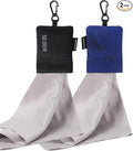 SEIBER Eyeglass Cleaning Microfiber Cloth,7 x 7 inch Glasses Cloth for Sunglasses,Laptops, Cameras,Screen- with Neoprene Pouch,Self-Closing Bottom(2PCS,BKBlue)