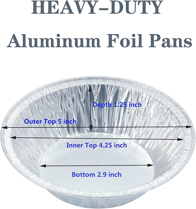 (50 Pack Pie Pans 5 inch,Mini Pie Tins HEAVY-DUTY Disposable Aluminum Foil Tart,pie Pans for Baking Personal Mini Pies, Easily Stack & Store, Freeze & Reheat