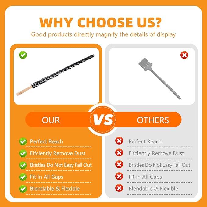 Fridge Coil Cleaning Brush,29.5Inch Long Handle Coil Brush for Fridge,Crevice Stanless Steel Cleaning Brush,Bendable,2Pack