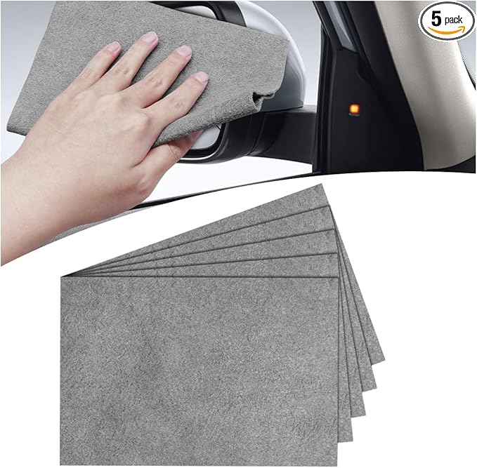 Thickened Magic Car Cleaning Cloth, Non-Streak & Lint Reusable Automotive Window Cleaning Rag, Strong Water Absorbent Microfiber Vehicle Washing Towel for Mirror, Glass, Kitchen(5PCS)
