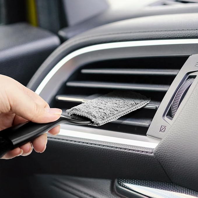 2 PCS Double Head Brush, 2-in-1 Double Head Car Duster Brush for Interior & Exterior Cleaning, Soft Bristles for Dashboard, Air Vents, Screen, and More